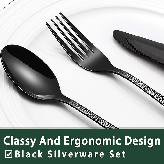 EWFEN 24-Piece Black Silverware Set - Image 3