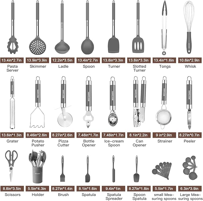 Kitchen Utensils Set-Silicone Cooking Utensils-32pcs Non-Stick Silicone Cooking - Image 2