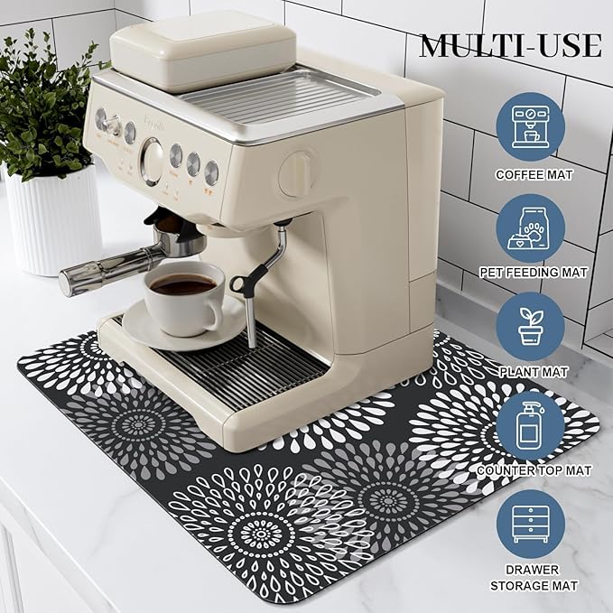 LuxStep Dish Drying Mat Super Absorbent Kitchen Counter Mat Rubber Backing - Image 3
