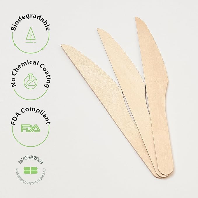 Wooden Knives 1000 Pieces Bulk Pack | Heavy-Duty Birch Wood Disposable Knives | - Image 4