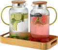 Buaic Glass Pitcher with Lid, 2 PACK 68 oz/2 Liter Vertical Water Pitcher With by Buaic