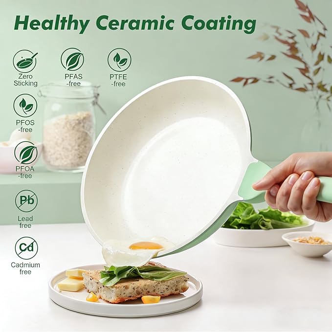 SENSARTE Nonstick Ceramic Frying Pan Skillet, 8 Inch Omelet Pan, Healthy Non - Image 2