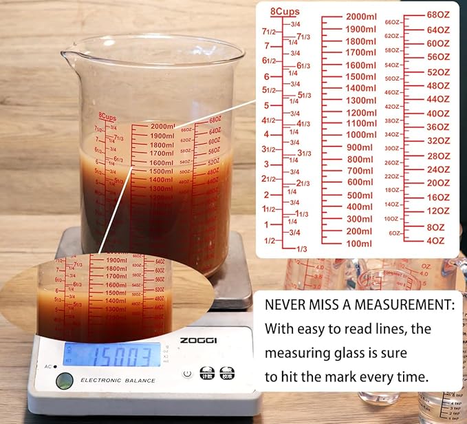 High Borosilicate Glass Measuring Cup-V-Shaped Spout，Glass Measuring Beaker - Image 3