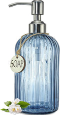 JASAI 18Oz Navy Blue Glass Soap Dispenser by JASAIHOME