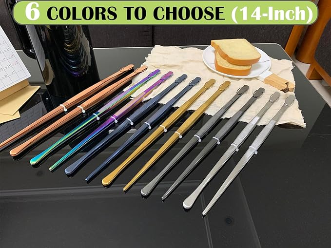 JETKONG 2 Pcs 14-Inch Kitchen Tweezers Extra Long Cooking Tweezer Tongs - Image 5