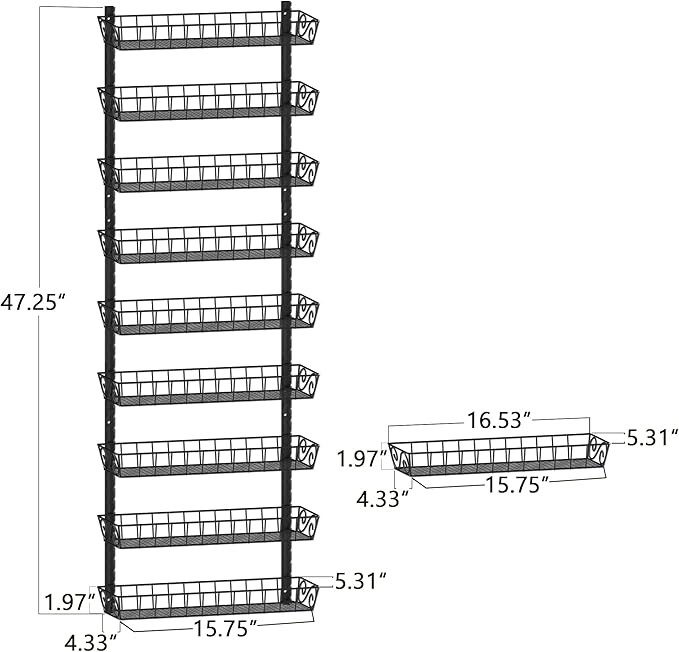 SWOMMOLY Adjustable Wall Mount Spice Rack, 9-Tier Dual-use Organizer - Image 3