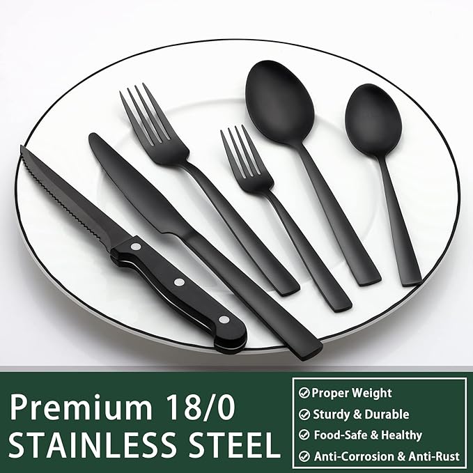 EWFEN 24-Piece Black Silverware Set - Image 5