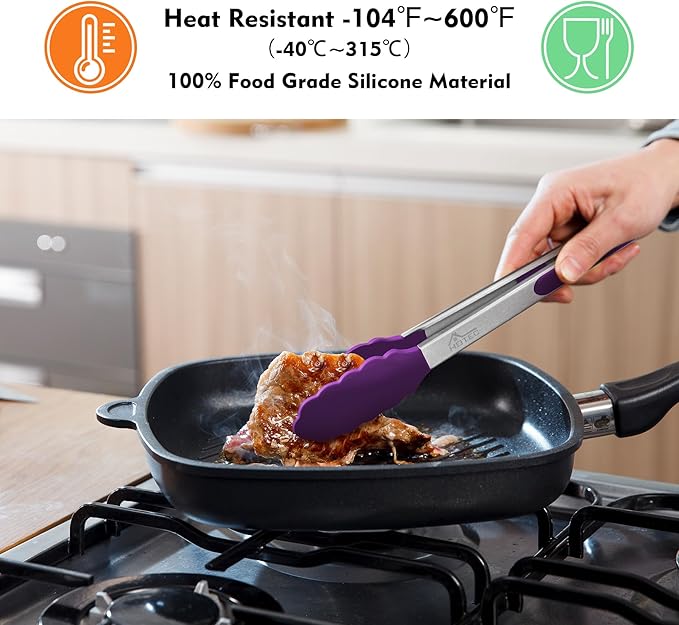 HOTEC Premium Stainless Steel Locking Kitchen Tongs - Image 2