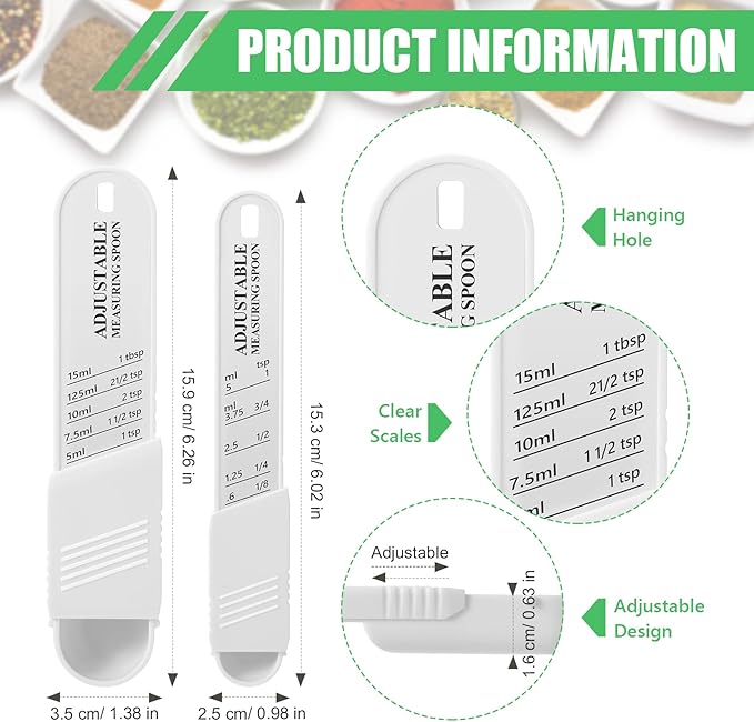 6 Pcs Adjustable Measuring Spoon Plastic Tablespoon and Teaspoon Set Baking - Image 2