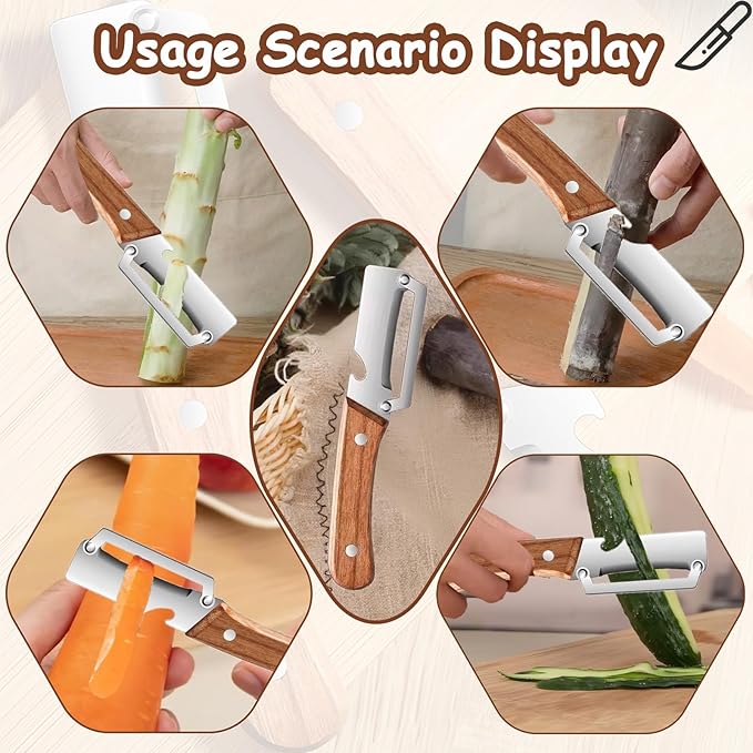 Premium Vegetable Peeler with Wooden Handle and Bottle Opener, Stainless Steel - Image 5