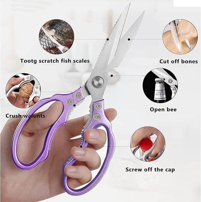 AWinjoy Heavy Duty Sharp Kitchen Scissors, Dishwasher Safe, Cooking Shears - Image 2
