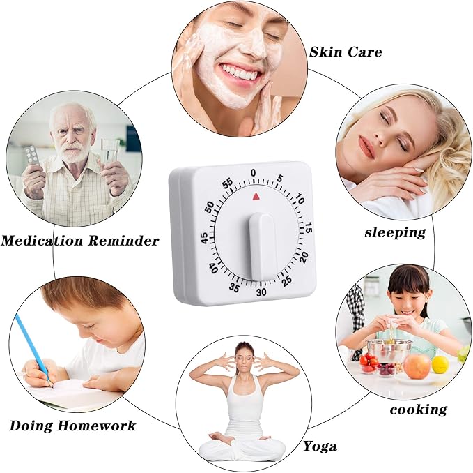 Weewooday 2 Pieces 60 Minute Visual Kitchen Timer Hour Mini Countdown - Image 2