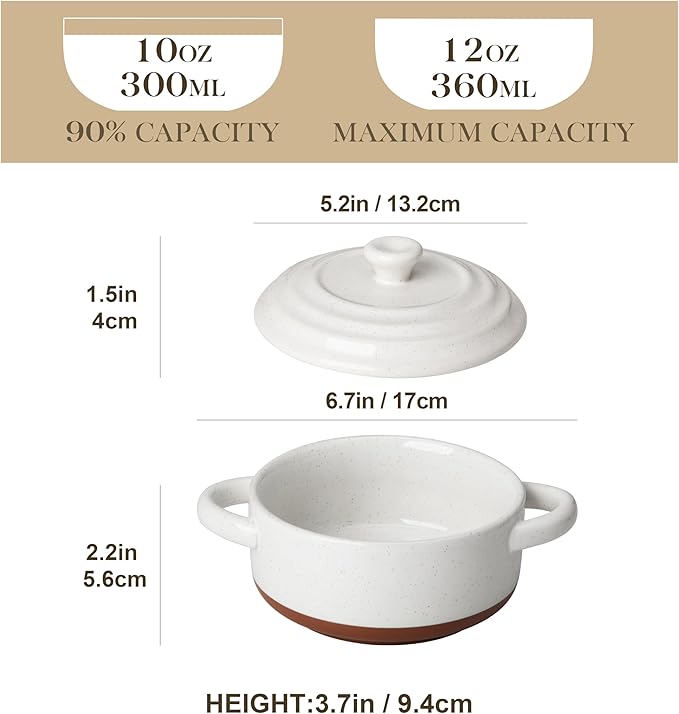 MALACASA Mini Cocotte Set - 12 OZ Small Casserole Dishes - Image 2