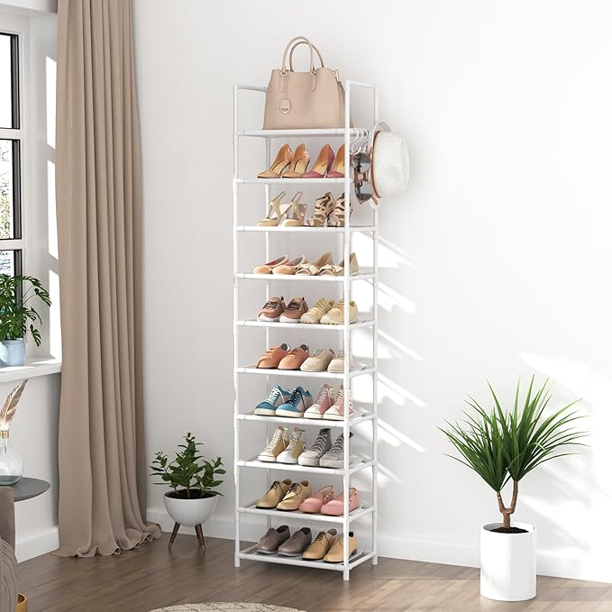 LANTEFUL 10 Tiers Tall Shoe Rack 20-25 Pairs Boots Organizer Storage Sturdy - Image 7