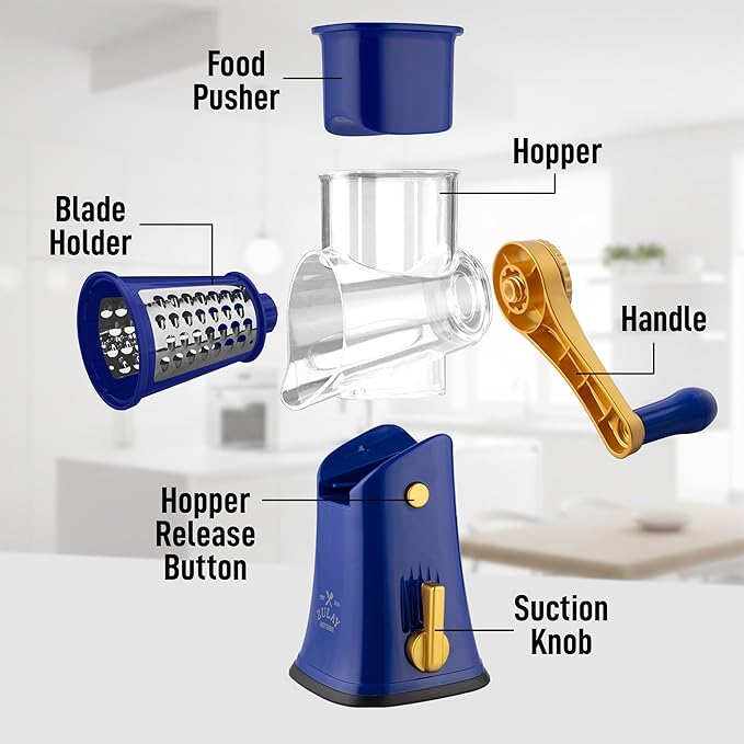 Zulay Kitchen Rotary Cheese Grater 5 Blade Cheese Shredder - Image 8