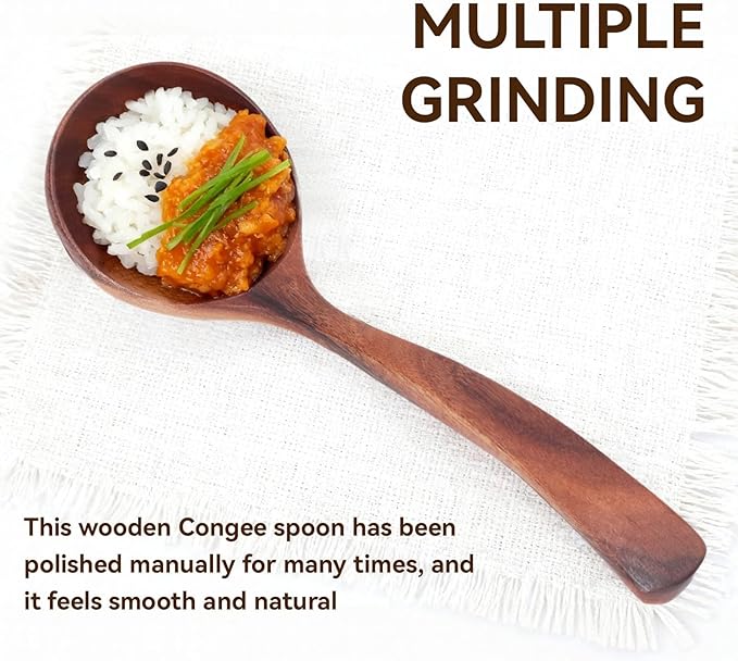 Wooden Ladle, 7.87inch Soup Ladle Wooden Serving Spoon Soup Spoon Ladle - Image 5
