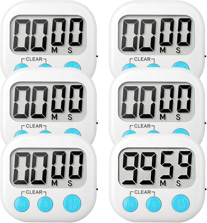 6 Pack Digital Kitchen Timer Small Classroom Timers by VOULOIR