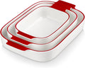 MALACASA Casserole Dishes for Oven, Ceramic Baking Dishes Set of 3, Rectangular by MALACASA