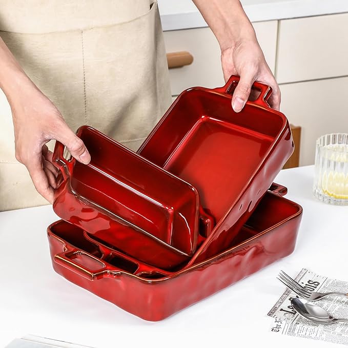 VICRAYS Ceramic Bakeware Set, Porcelain Rectangular Baking Dish, Baking Pan - Image 6