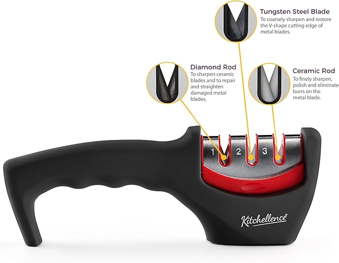 4-in-1 Kitchen Knife Accessories: 3-Stage Knife Sharpener Helps Repair - Image 3