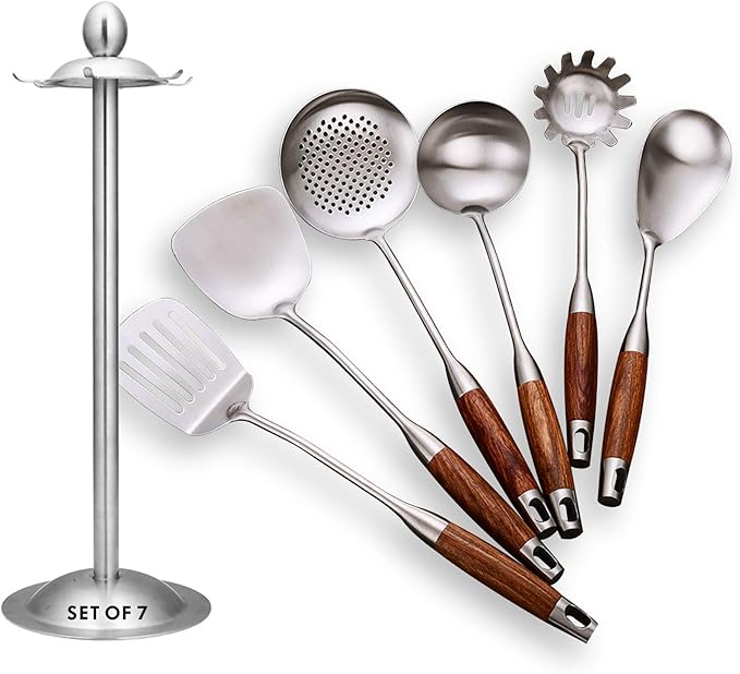 Cooking Utensils Set, Heat Resistant Wooden Handle Kitchen Tools by GXONEHomeKitchen