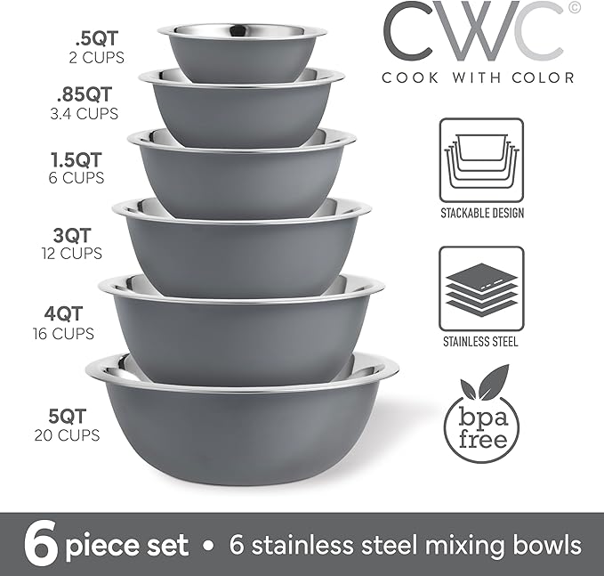 COOK WITH COLOR Stainless Steel Mixing Bowls Set - Image 2
