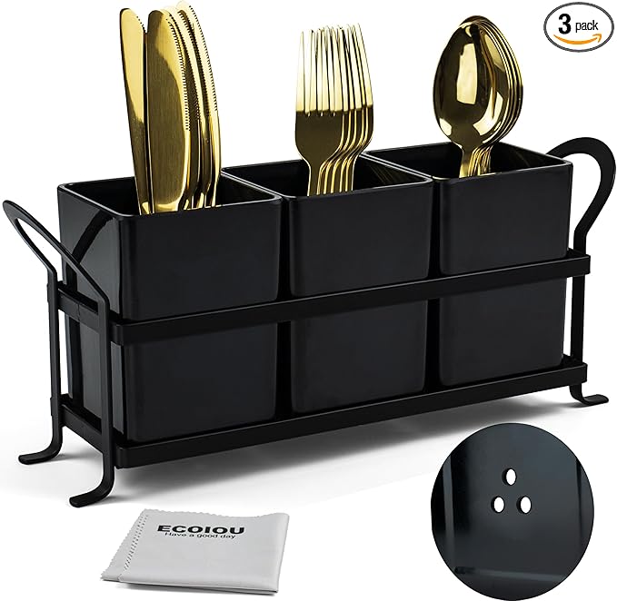 ECOIOU Cutlery Holder with Drain Holes, Dishwasher Safe Silverware Caddy by Ecoiou