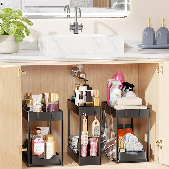 Simple Trending 3 Pack Under Sink Organizer, Pull-Out Cabinet Organizer Drawer - Image 6