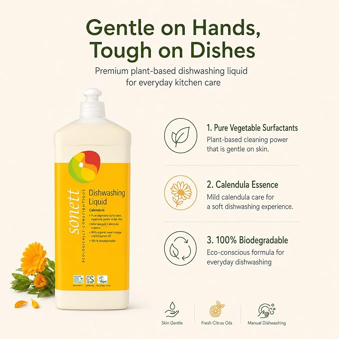 Sonett Organic Dishwashing Liquid Calendula - 34 fl oz (Pack of 1)