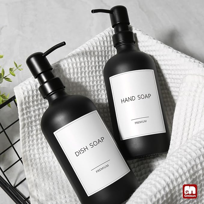 GMISUN Black Soap Dispenser, 2 Pack Matte Black Hand Soap Dispensers - Image 9