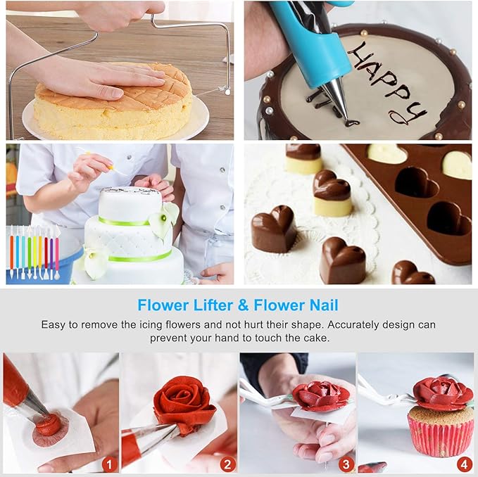 Cake Decorating Supplies, Cake Rotating Turntable, 48 Piping Icing Tips - Image 4