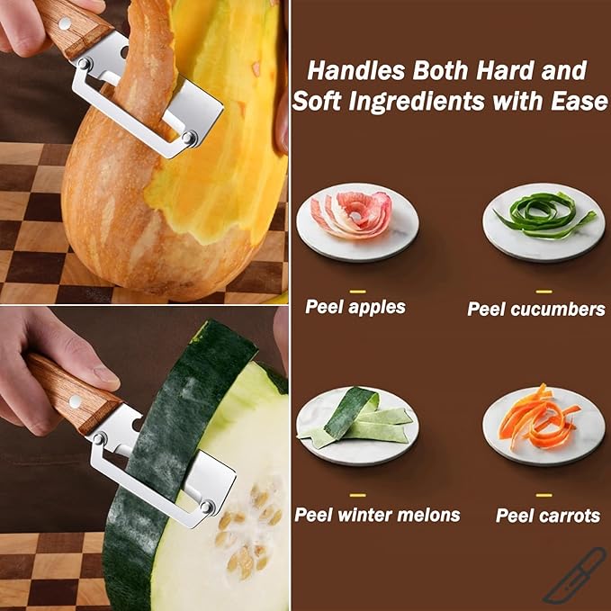 Premium Vegetable Peeler with Wooden Handle and Bottle Opener, Stainless Steel - Image 7