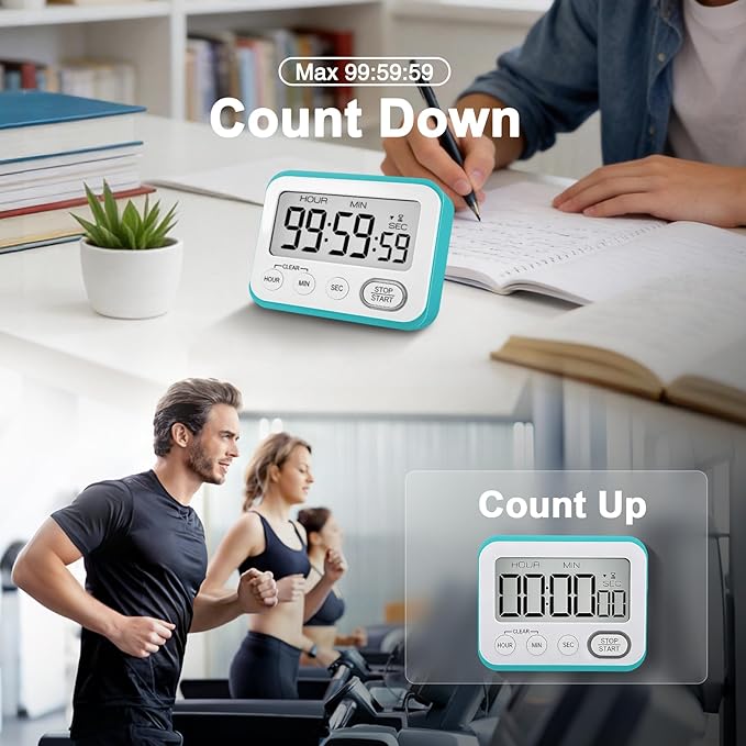 Digital Kitchen Timer Magnetic Loud Alarm, Large LCD Screen Silent/Beeping - Image 7