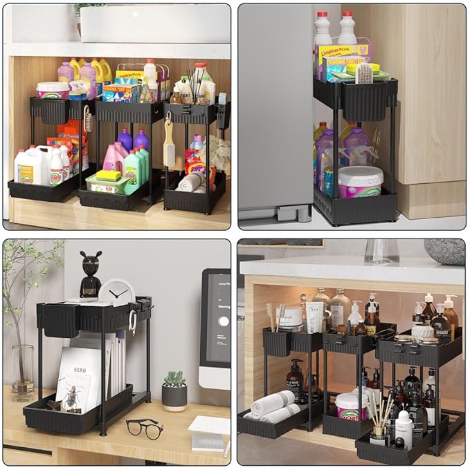 Sevenblue 3 Pack Under Sink Organizers, 2-Tier Multi-Use Kitchen and Bathroom - Image 6