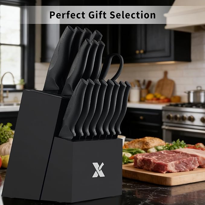 XANAPON 19-Piece Black Kitchen Knife Set - Image 5