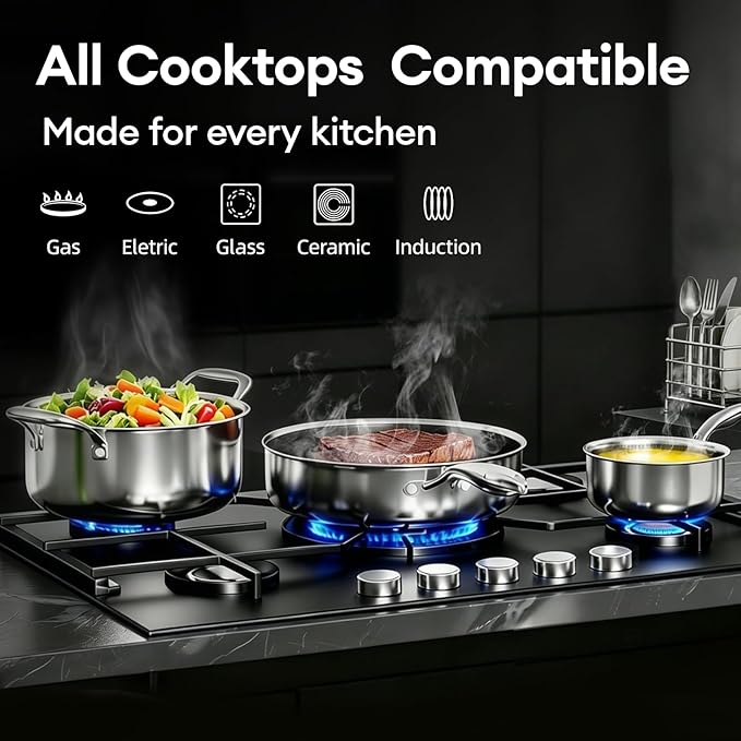 COOKER KING Stainless Steel 7PCS Cookware Set, Pots and Pans Set, Non Stick - Image 4