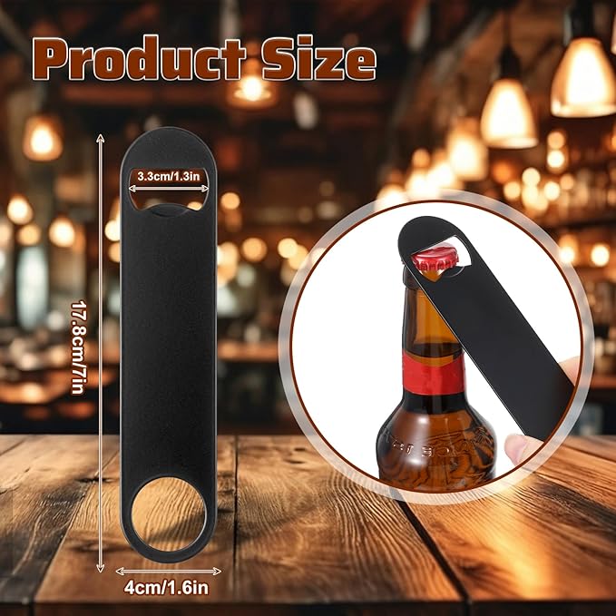 20 Pack Flat Bottle Opener, 7 Inch Stainless Steel Black Speed Opener Bulk - Image 2