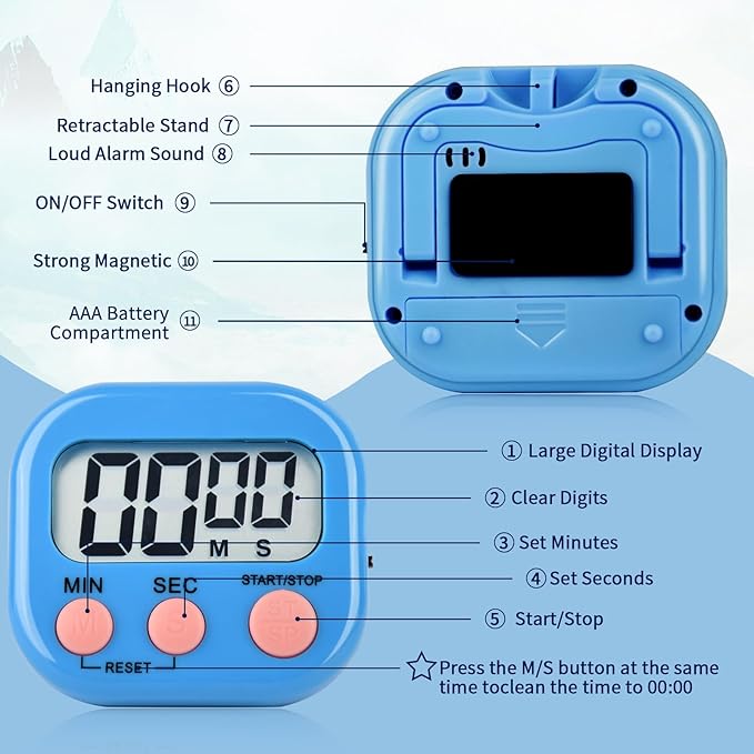 4 Pack Digital Kitchen Timer Magnetic Digital Timer - Image 4