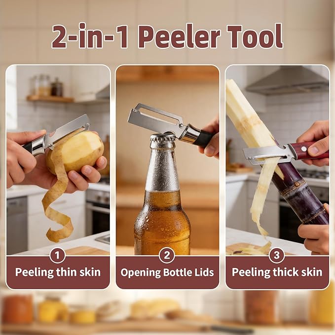Multifunctional Vegetable Peeler, 2 in 1 Stainless Steel Fruit Veggie Peeler - Image 4
