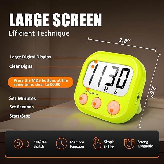 2 Pack Kitchen Timers Loud Ring Digital Timers - Image 3