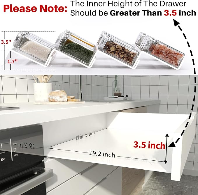 MIUKAA Clear Acrylic Spice Drawer Organizer, 4 Tier- 2 Set Expandable From 13" - Image 7