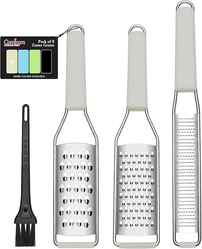 Cambom Cheese Grater Citrus Zester Lemon Zester Pack of 3-304 Stainless Steel by Cambom