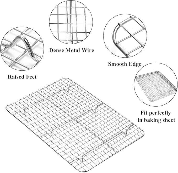 Baking Sheet with Rack Set, Wildone Stainless Steel Cookie Sheet Baking Pan - Image 3