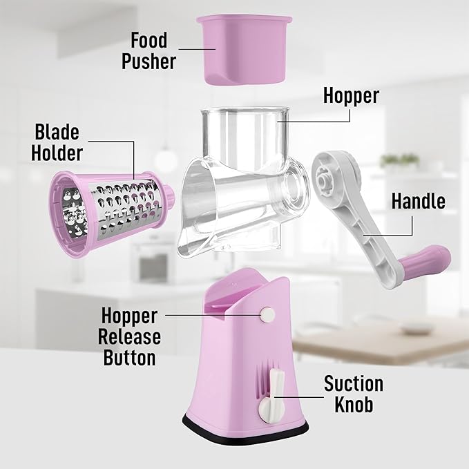Zulay Kitchen Rotary Cheese Grater 5 Blade Cheese Shredder - Image 8