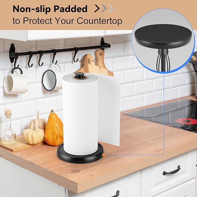 Paper Towel Holder Countertop Kitchen Roll Holder, Premium Stainless Steel - Image 4