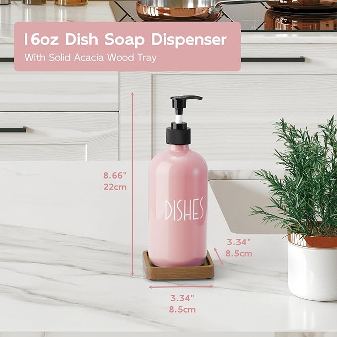 Pink Glass Dish Soap Dispenser - Image 5