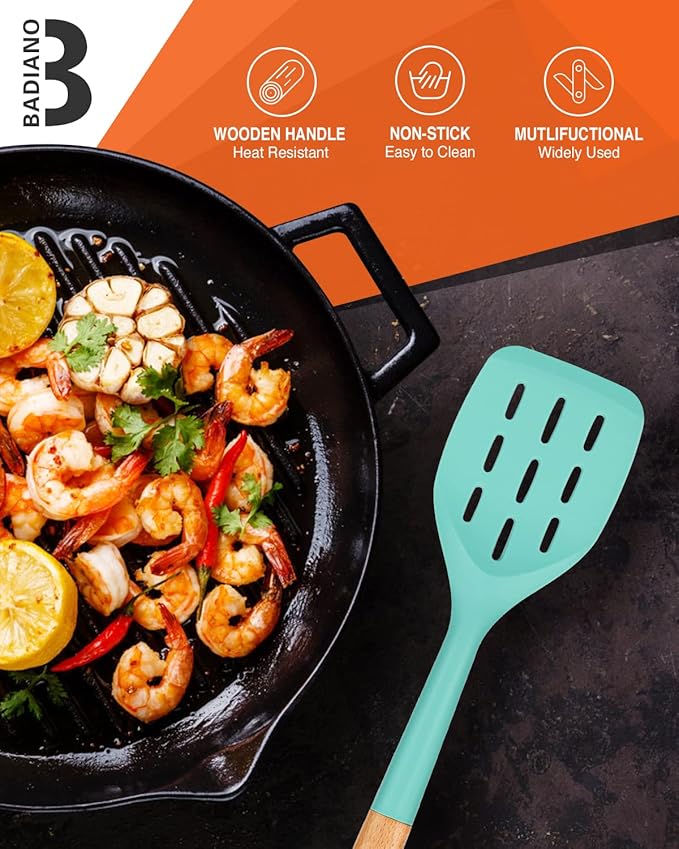 Pack of 2 Silicone Spatula, Non Stick Cooking Utensil Set Stainless Steel - Image 6