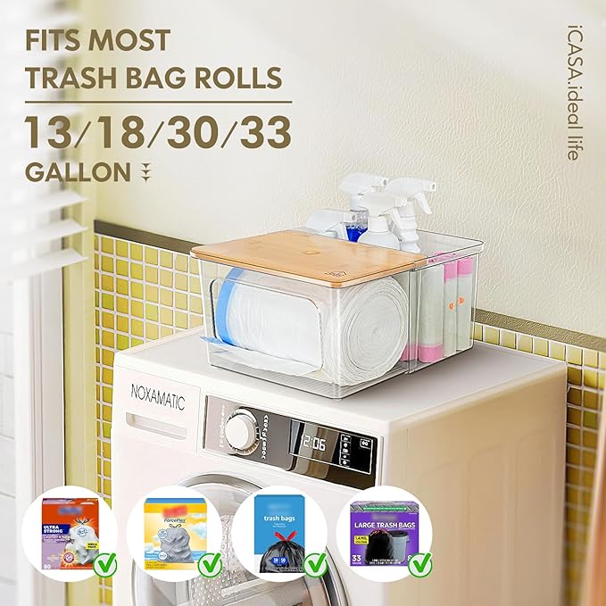 iCASA Trash Bag Dispenser Under Sink Organizer, 2-in-1 Acrylic Trash Bags Holder - Image 4