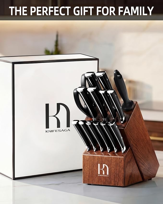 KnifeSaga Knife Set, Enduring Razor-Sharp High Carbon Stainless Steel Chef - Image 7