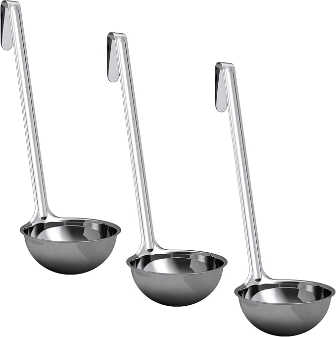 Super Sturdy, Ergonomic 6 Oz. Soup Ladle 3 Pk. Stainless Steel Ladles by FoodRestaurantSupplies